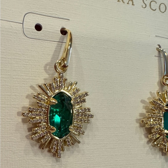 Kendra Scott Grayson Gold and Green Earrings - Picture 3 of 5